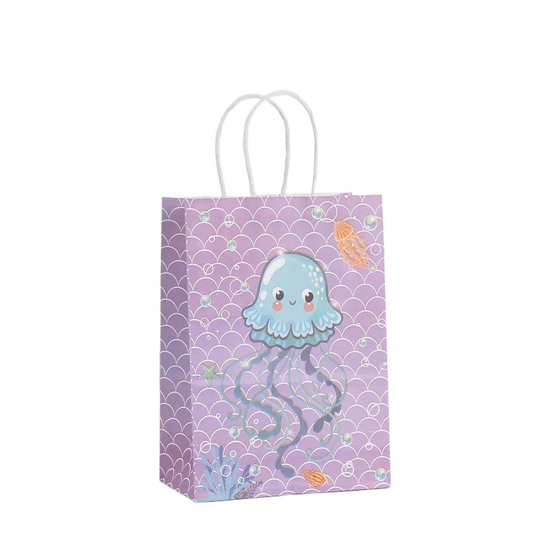 12/24pcs Ozean themen orientierte Geschenkt üte mit Griff Meerjungfrau Kind Geburtstag bevorzugen tragbare Verpackung Einkaufstasche Baby party Party liefert – Detail 5