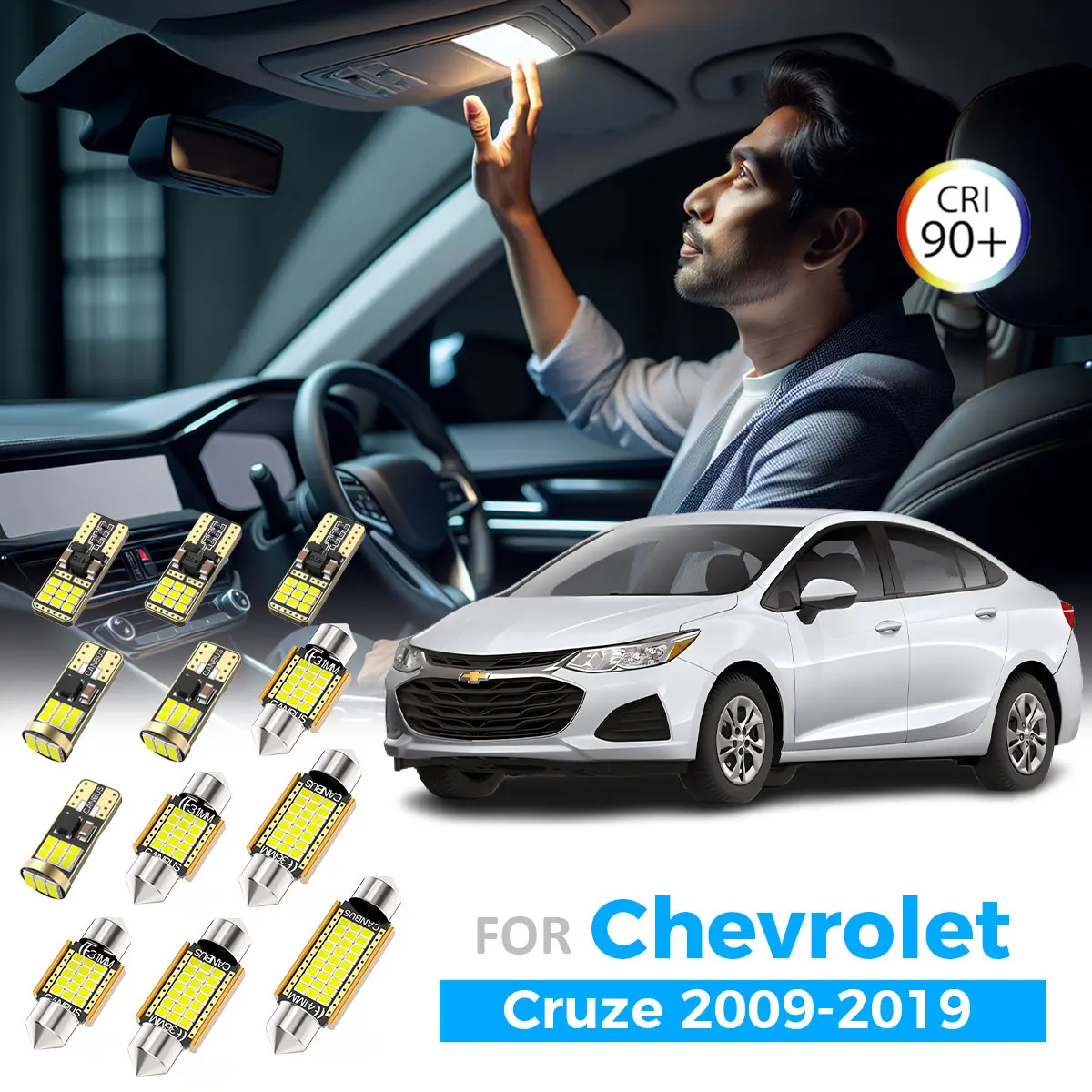 

AENVTOL 13 шт. светодиодный комплект внутреннего купольного освещения для Chevrolet Chevy Cruze 2009-2014 2015 2016 2017 2018 2019 Запчасти для лампы солнцезащитного козырька багажника