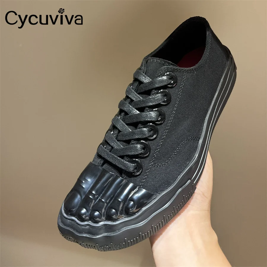 Designer New Brand Men's Flat Shoes Thick Sole Canvas Lace Up Casual Shoes Autumn Comfort Party Vacation Lovers Walking Shoes