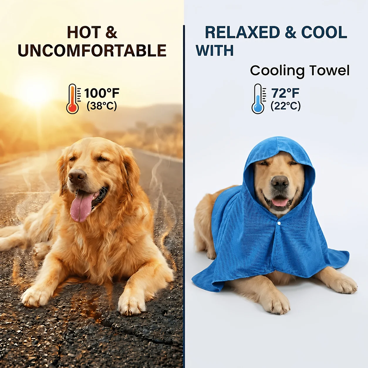 2-In-1 Dog Cooling Towel And Hat Set for All Dog Sizes -Instant Reusable Ice-Free Cooling System,Buckle-Designed for Hot Weather view 6