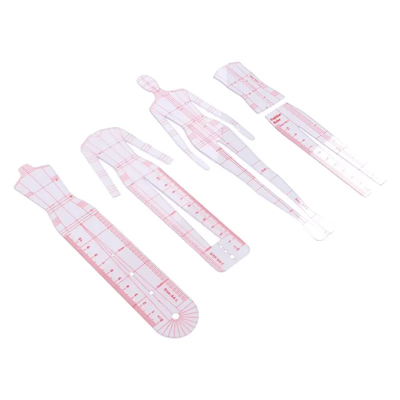 ABJF-Fashion Illustration Rulers Sketching Templates Ruler Sewing Humanoid Patterns Design Clothing Measuring
