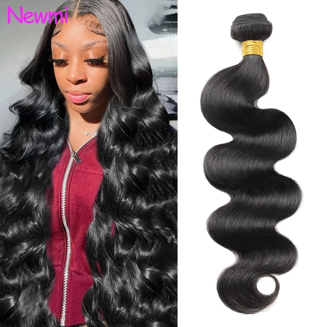 Newmi 30-calowe pasma włosów naturalnych Body Wave, 12A, nieprzetworzone, brazylijskie, dziewicze, 100% ludzkie włosy, naturalny czarny kolor, dla kobiet.