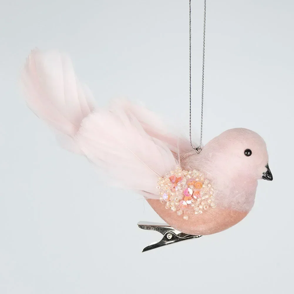 Simulated Foam Feather Bird Christmas Mini Birds Decorations Artificial Pink Bird Animal Xmas Tree Pendant Home Wedding Decor - view 6