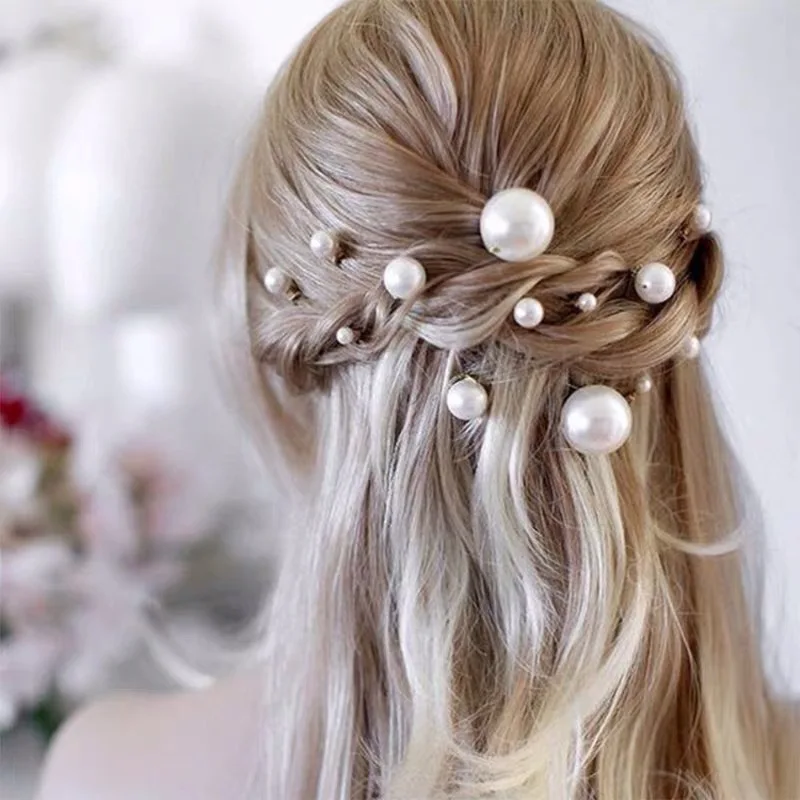 Fashion Simulated Pearl Hairpins For Women Metal Hair Clip Pins Wedding Bridal Hair Styling Tools Elegant Hair Accessories view 4