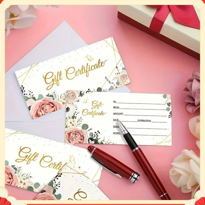 Personalized 16×5.4cm Coupon Cards 100Pcs Printable Vouchers Custom Logo Discount Tickets for Salon Retail Promotions