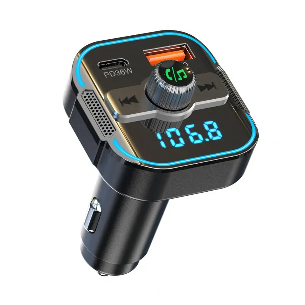 pd-36w-qc-18w-portas-usb-tipo-c-carregador-de-carro-de-porta-dupla-avancado-com-transmissor-bluetooth-cancelamento-de-ruido-voz-para-rapido