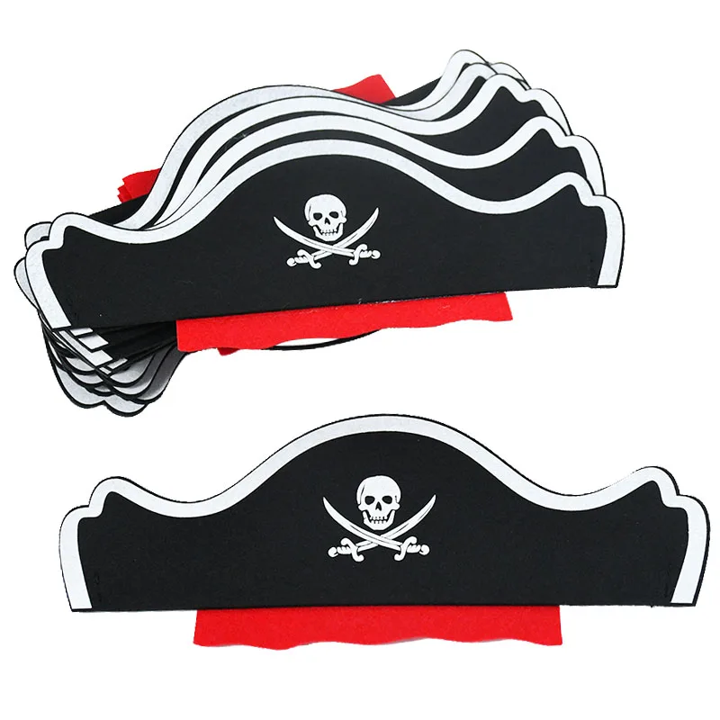 

Halloween Pirate Hat Felt Classical Hats Skull And Cross Pattern Cosplay Costumes Cap Halloween Party Decoration Jacket Props