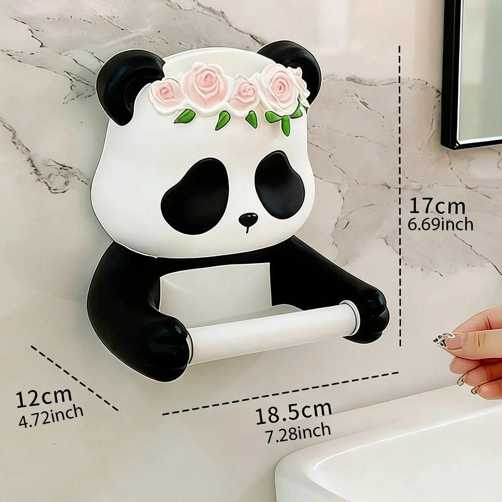 Wall Mounted Panda Design Toilet Tissue Holder Creative Funny Toilet Paper Dispenser for Bathroom Decor