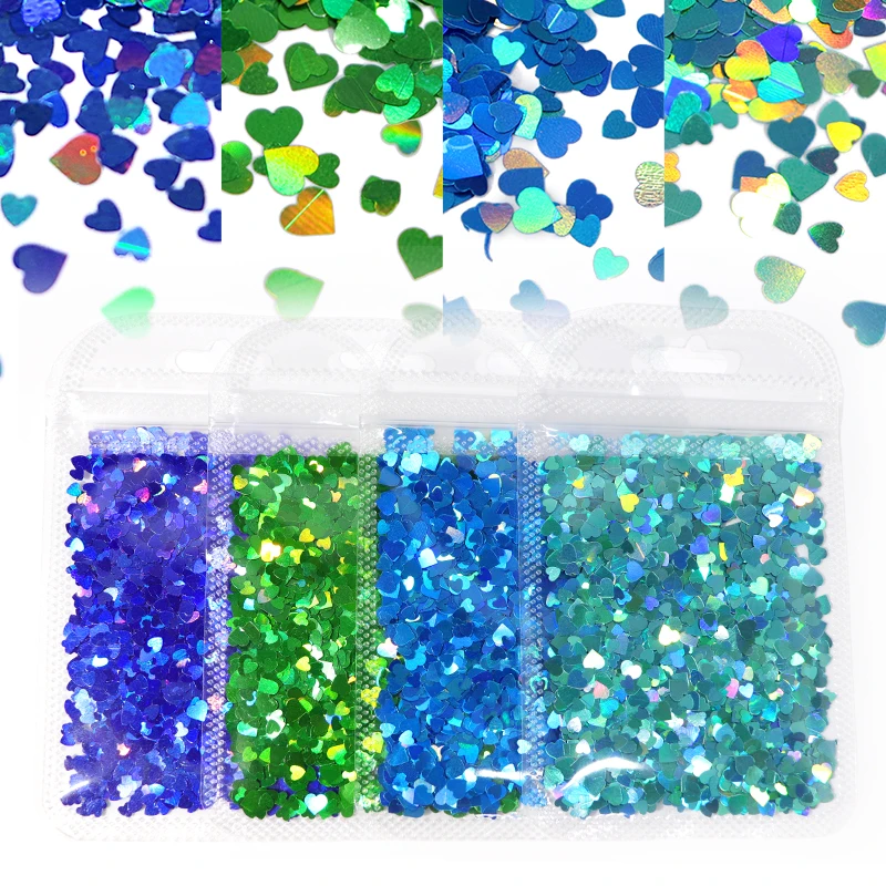 4bags Valentines Resin Filling Holographic Glitter Epoxy Resin Filler Love Heart Resin Sequins DIY Silicone Mold Fillers