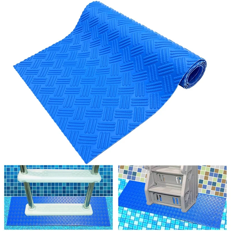 Blue Swimming Pool Ladder Mat Non-Slip Texture Protective Swimming Anti-Slip Mat Ladder Mat