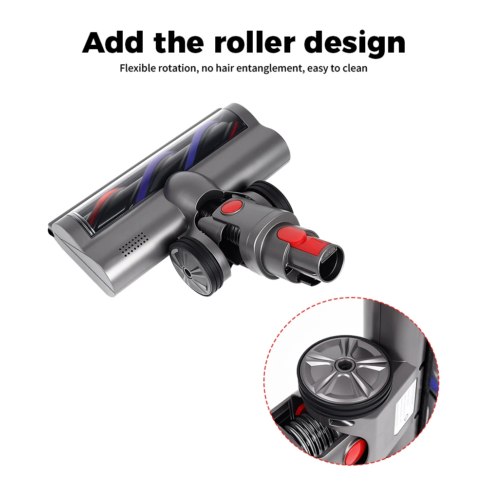 Roller Brush Head for Dyson V7 V8 V10 V11 V15 Cordless Vacuum Cleaner Quick-Release Motorhead with LED Headlight,Roller Brush