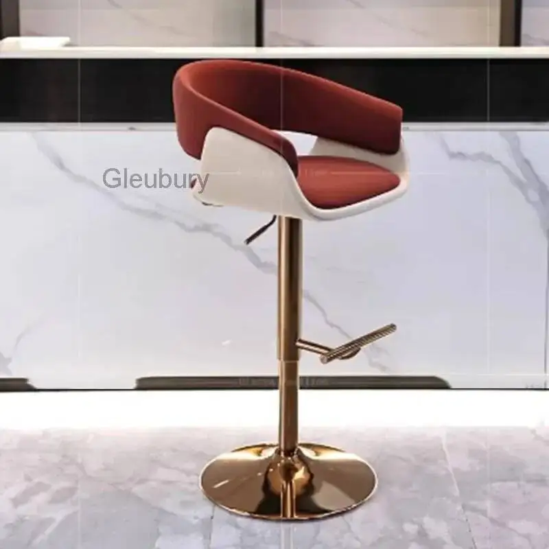 

Качественные кожаные барные стулья в скандинавском стиле, коричневые, модные, современные, дизайнерские, для гостиной, вращающиеся, для кухни, аксессуары для дома