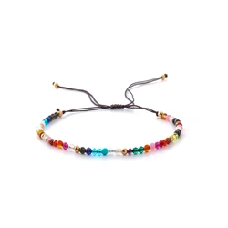 Irregular Natural 3MM Beads Braided Wrap Yoga Bracelets For Men Women Rope Wristbands Color Charms Crystal Beads DIY Jewelry