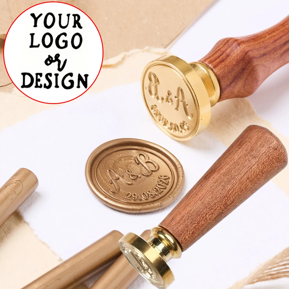 Custom Brass Wax Seal Stamps Your Own LOGO Design Sealing Wax Stamper Personalized Wedding Envelope Invitation Card Decor Stamp