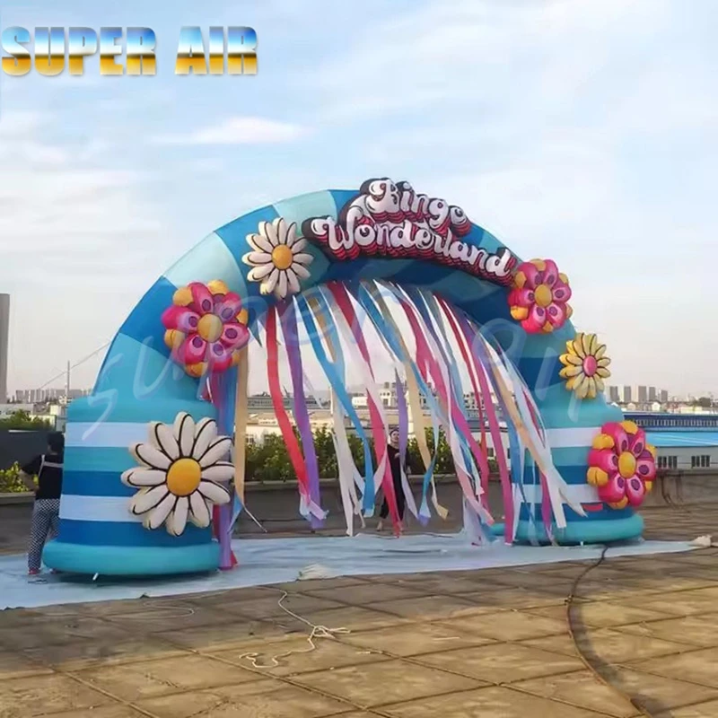 Arco gonfiabile per fiori all'aperto dal design straordinario con ventilatore d'aria per la festa di nozze