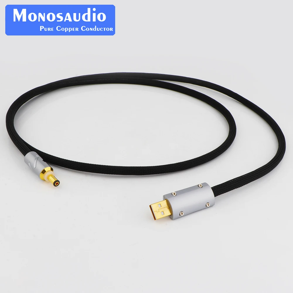 Monosaudio DC Cable Linear Upgrade Cable USB to DC2.1 DC2.5 Plug Gold Plated Audio Cable for Amplifier CD DVD Player