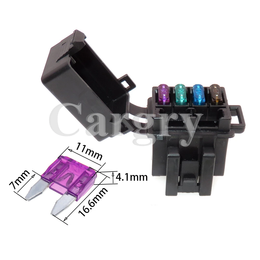 1 Set 4 Ways Mini Blade Type Fuse Holder BX2047C-1 BX2047C-2 AC Assembly Micro In-line InLine Fuse Holders Without Fuses