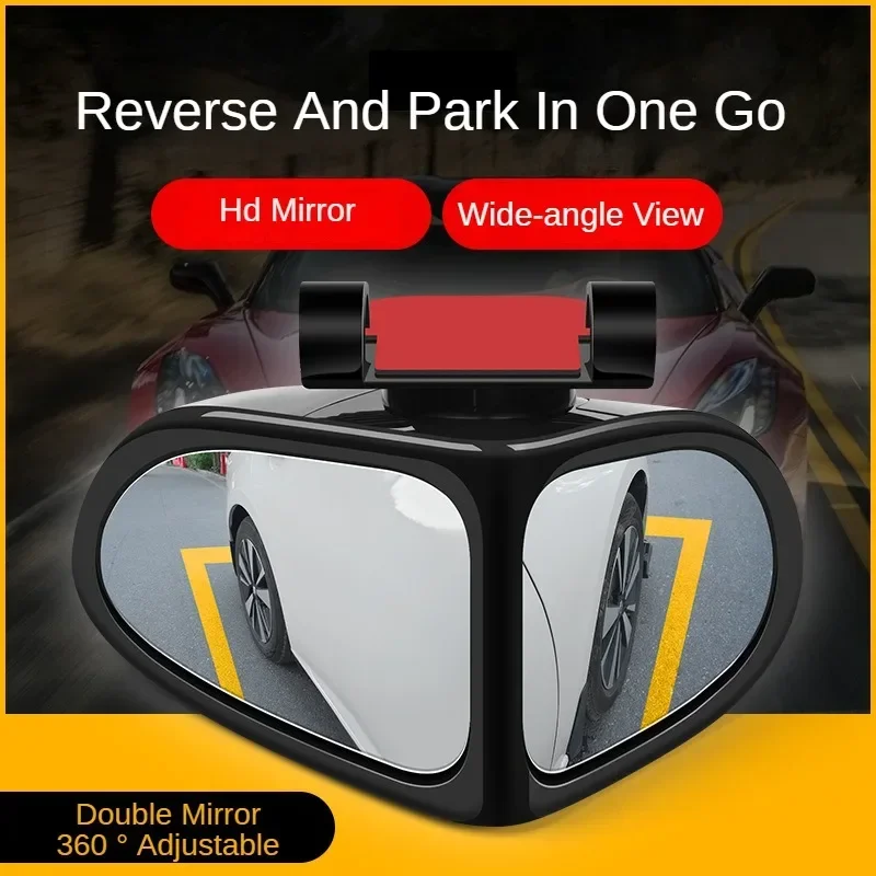 Car Blind Spot Mirror 1 Pair Front Wheel Auxiliary Rearview Double-Sided Mirror Wide Angle Mirror 360 Degree Adjustable for Cars