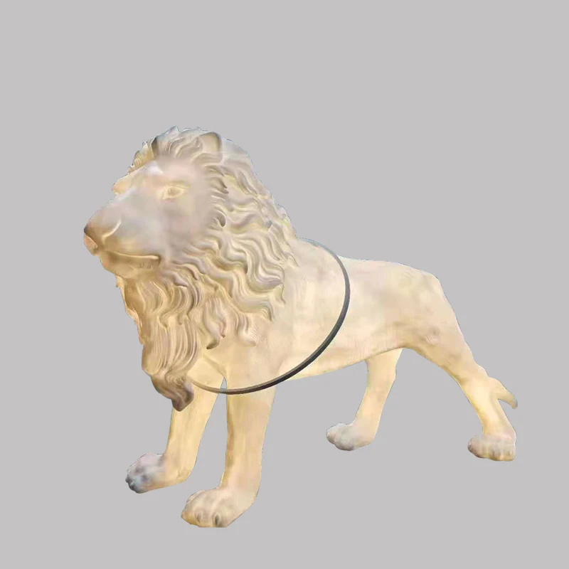 FRP lion sculpture lighting floor ornaments mall living room large resin animal ornaments