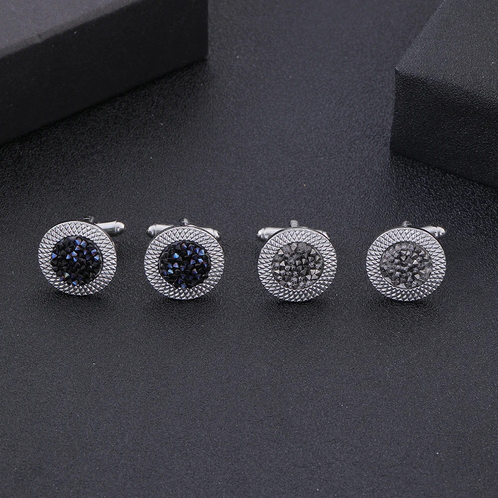 New In Wholesale Studs Artificial Gemstone Iridescent Round Lines Cufflinks Jewelry Accessories Cuff Links Button For Mens