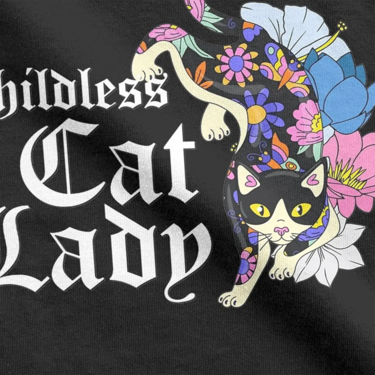 Childless Cat Lady Men's T Shirt Vintage Tees Short Sleeve Crewneck T-Shirt Pure Cotton New Arrival Clothing