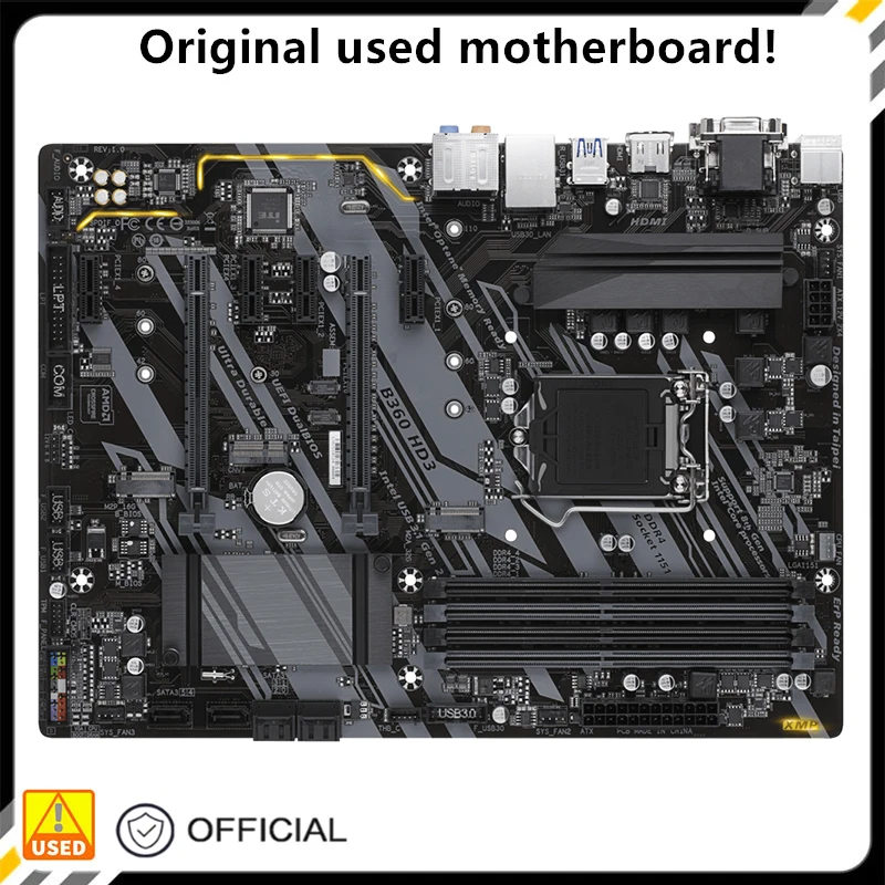 

For B360 HD3 Original Used Desktop Intel B360 64GB DDR4 Motherboard LGA 1151 i7/i5/i3 USB3.0 SATA3