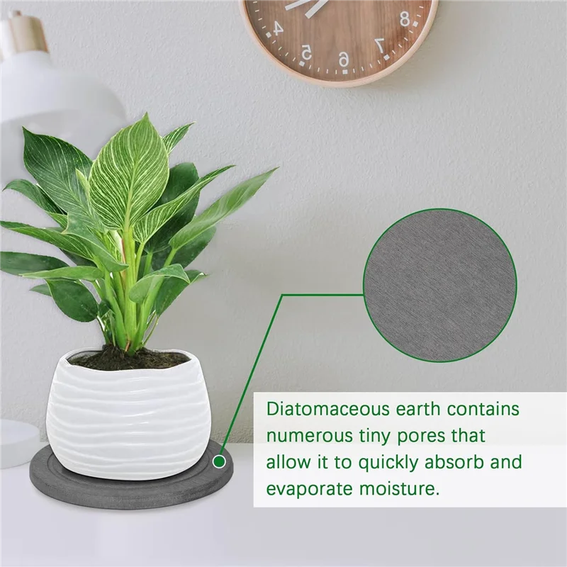 BAAU Flower Pot Saucers For Pots Instant Dry Diatomaceous Earth Plant Drip Trays For Indoors Keeping