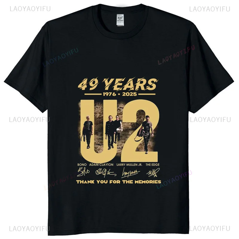 U2 Band 49 Anniversary Graphic Tee Unisex 1976-2026 Vintage Rock Tribute Signatures T-Shirt Casual Street Style Music Apparel