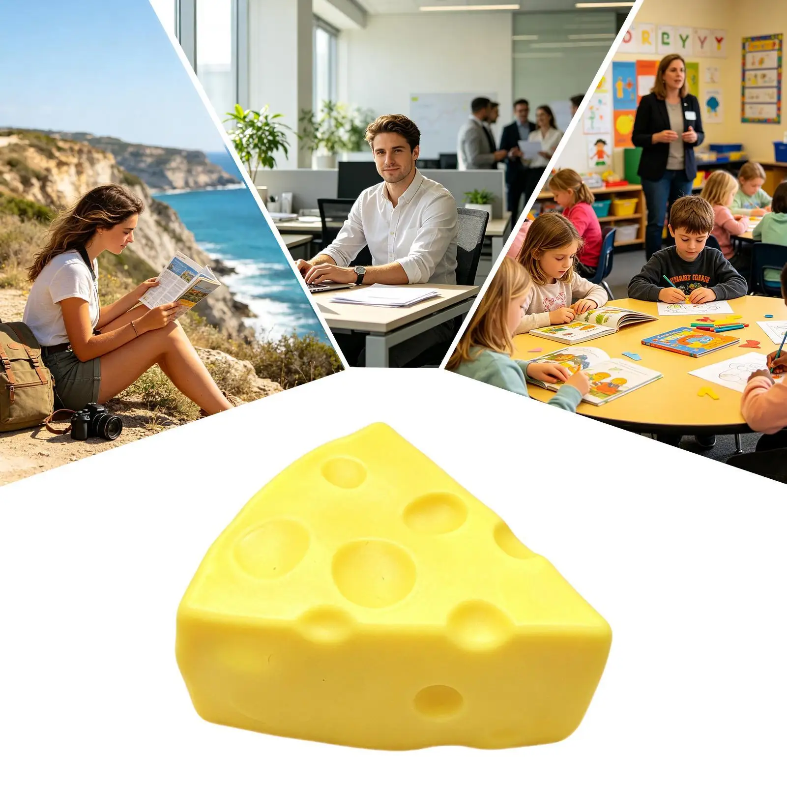 Cheese Squeeze Toy Funny Realistic Soft Yellow Cheese Block Novelty Kids Fidget Toys for Kids Adults Stocking Stuffers Party