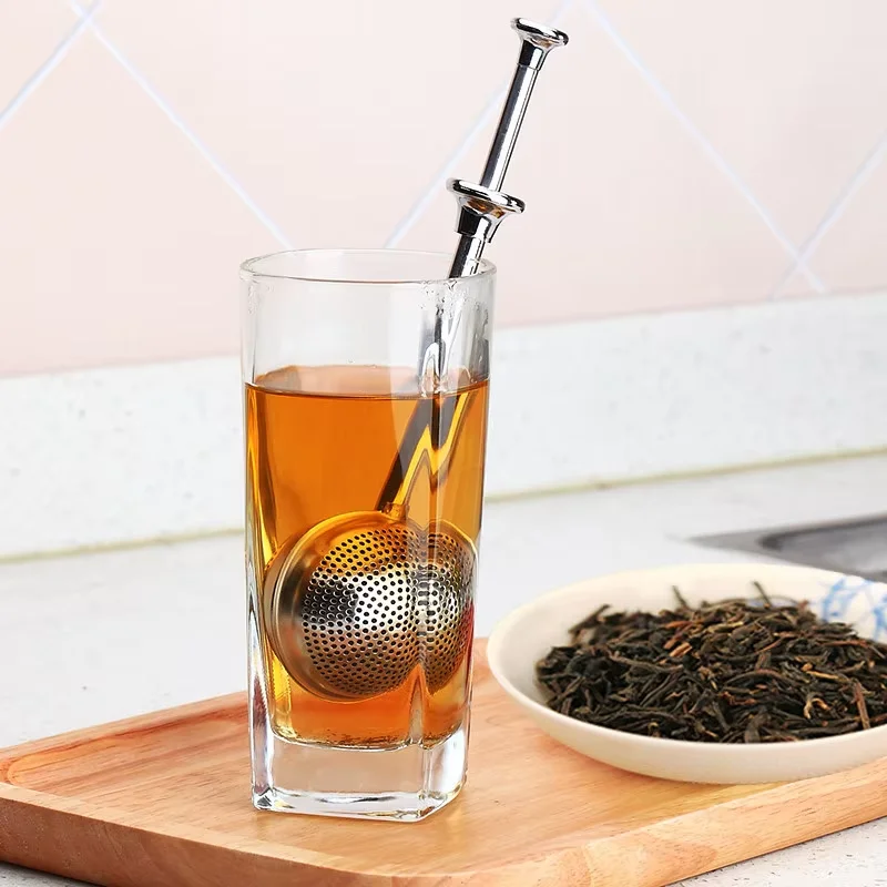 

Stainless Steel Tea Leaf Filter Ball Telescopic Push-Type Strainer Diffuser Reusable Tea Infuser for Spice Teaware Accessories