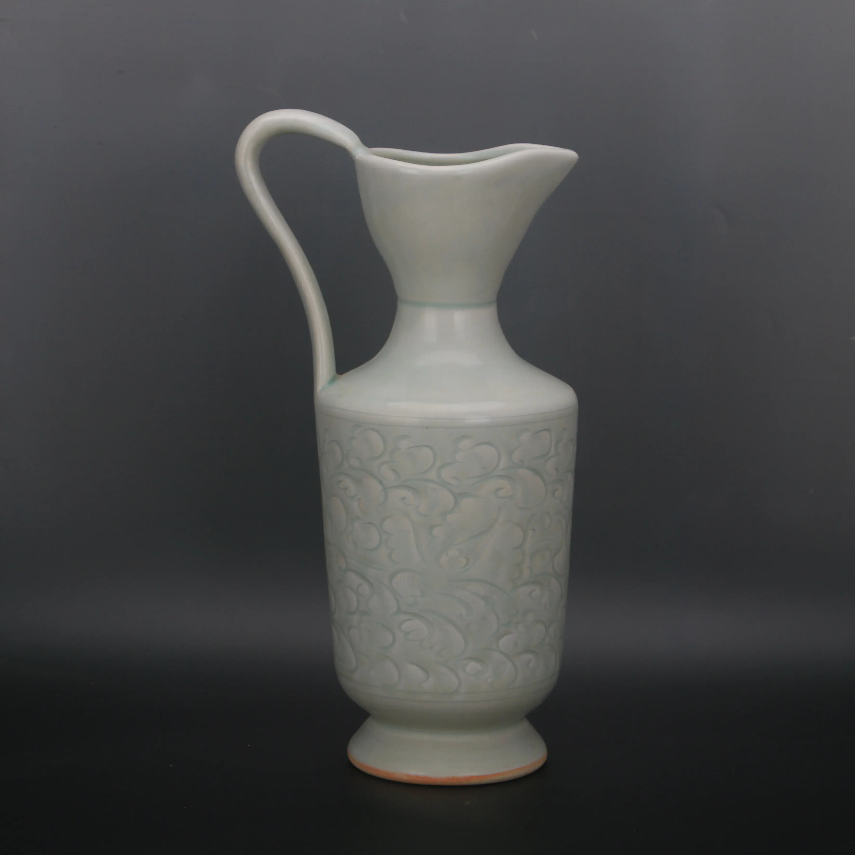 Song Dynasty Hutian Ware Yingqing Celadon Carved Flower Ewer Chinese Vintage Home Decor Collectible Ornament