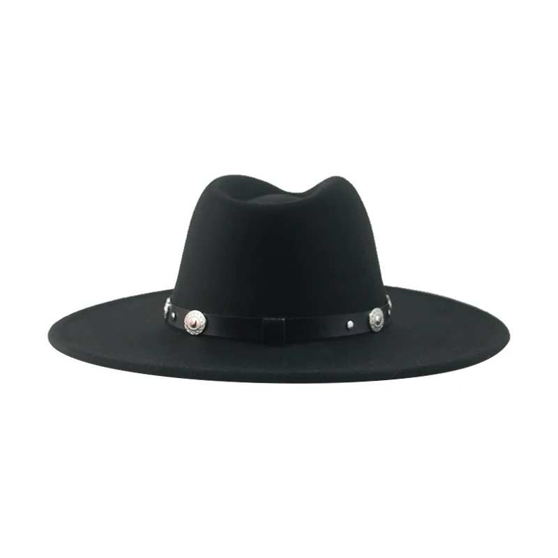 Hats Hat Fedora Hats for Women Panama Wide Brim 9.5cm Big Size Belt Casual Luxury Formal Men Caps Black Khaki Sombreros De Mujer