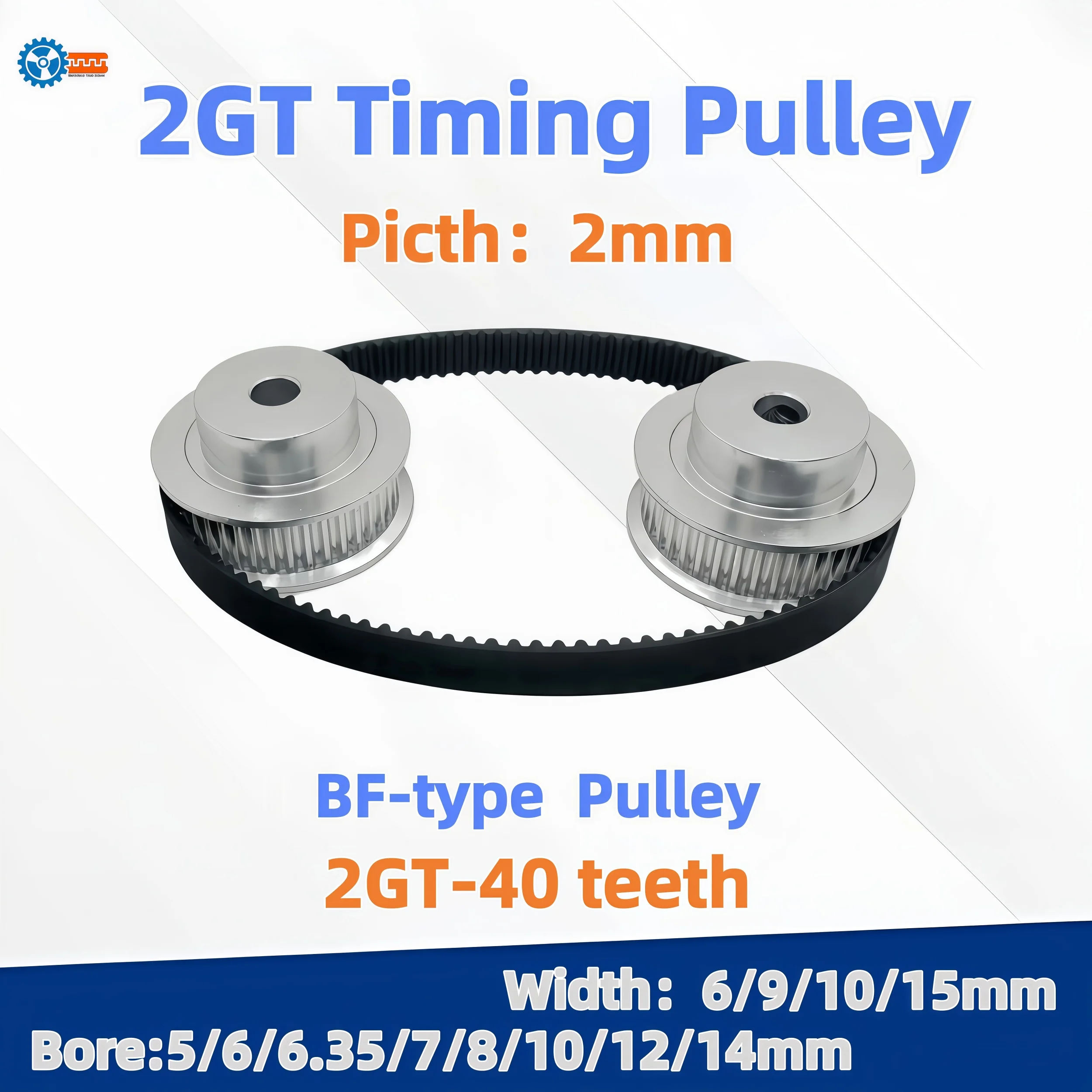 

2GT 40 Teeth Timing Pulley Bore 5/6/6.35/8/10/12/14mm for GT2 Synchronous belt width 6/9mm small backlash 40Teeth for 3D Printer