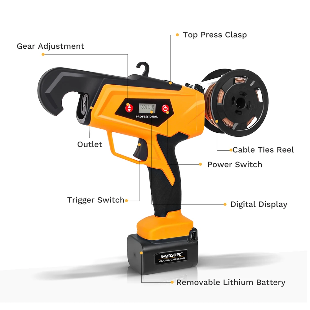 Imagem -06 - Máquina de Amarrar Barras de Aço Semi-automática B12 16.8v 834 mm Fonte de Alimentação sem Fio