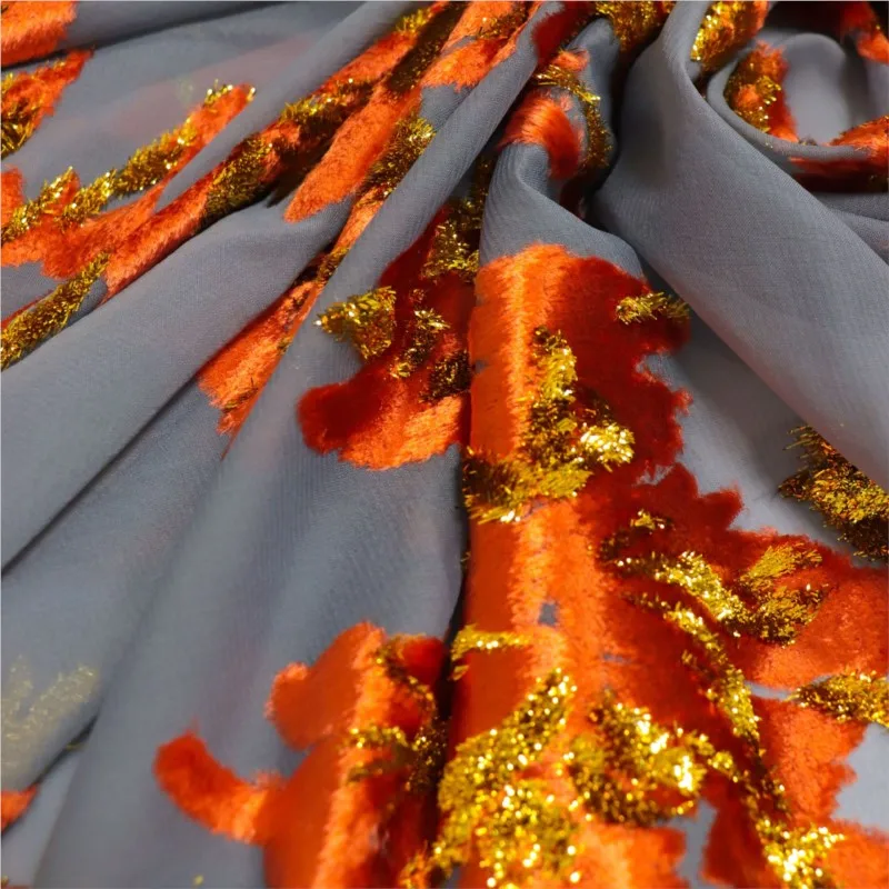 Woven velvet jacquard brocade viscose fabric haute couture dress cheongsam