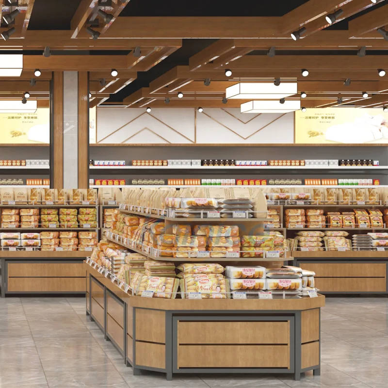 

Customize.Kainice Double-Sided Heavy Duty Iron Retail Rack Bulk Wood Snacks Nuts and Candy Sale Standard Supermarket Display