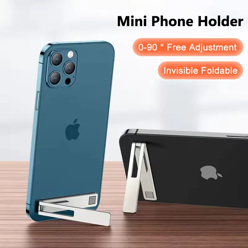 Invisible Foldable Phone Holder For iPhone Samsung Xiaomi For All Phones Back Sticker Portable Adjustable Metal Stand Accessory