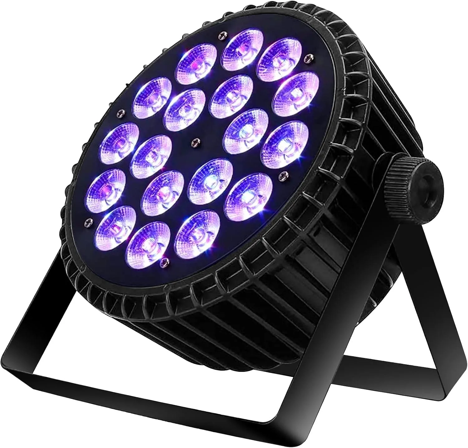 18x18W RGBWA+UV 6-in-1 LED Flat Par Light Wash Strobe DMX512 Sound Activated Aluminum Shell DJ Stage Lighting for Concert Home