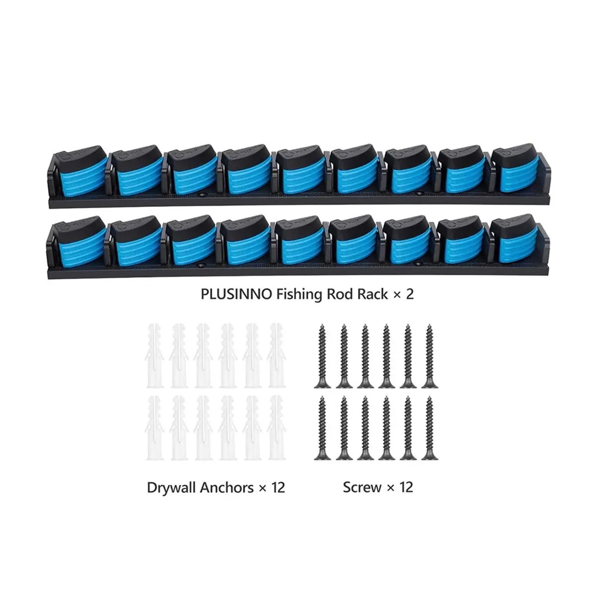2 Pack Vertical Fishing Rod Rack, Wall Mounted Fishing Rod Holder, 2 Packs Fishing Pole Holders Hold Up to 18 Rods