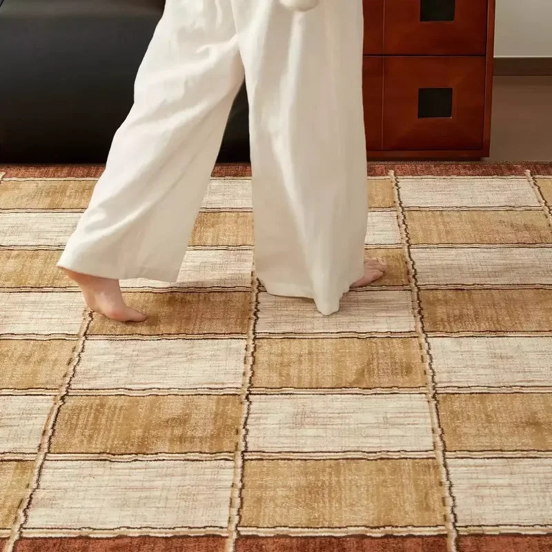 Vintage Mid Century Modern Wool Blend High Quality Machine Made Area Rug for Living Room Bedroom Non-Glue Carpet