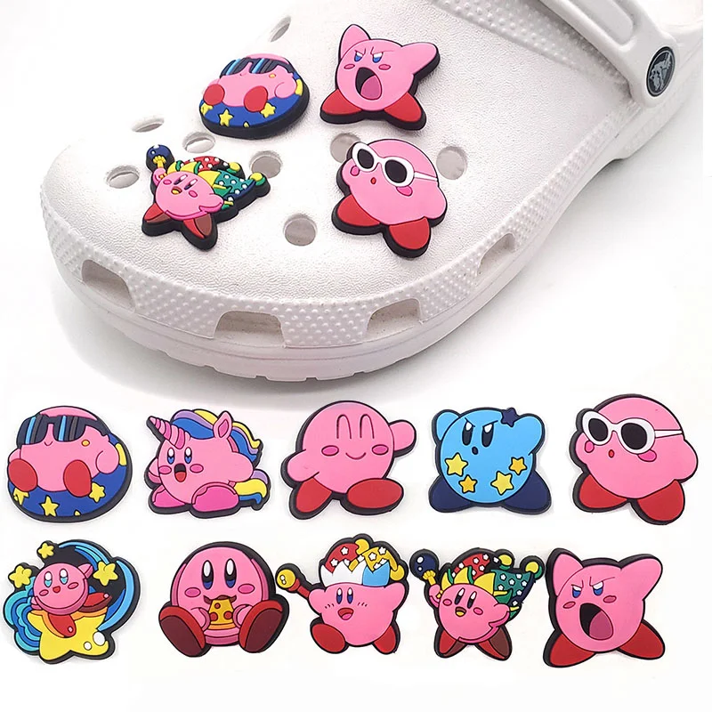 Kawaii Kirby Crocs Anime Encantos Fivela Sapato Caráter Dos Desenhos Animados DIY Charme Sapato Decorações Acessórios Crianças Presentes de Aniversário