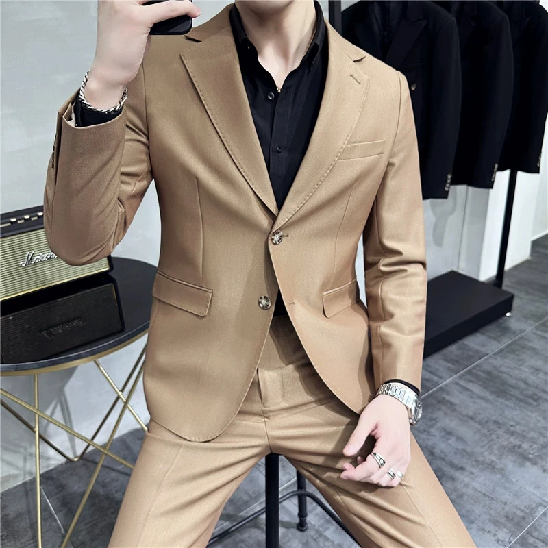 2023 Superior Sense Suit Two-piece (suit + Trousers) Wedding Fashion Suit Business Handsome Trend All Match Casual Texture