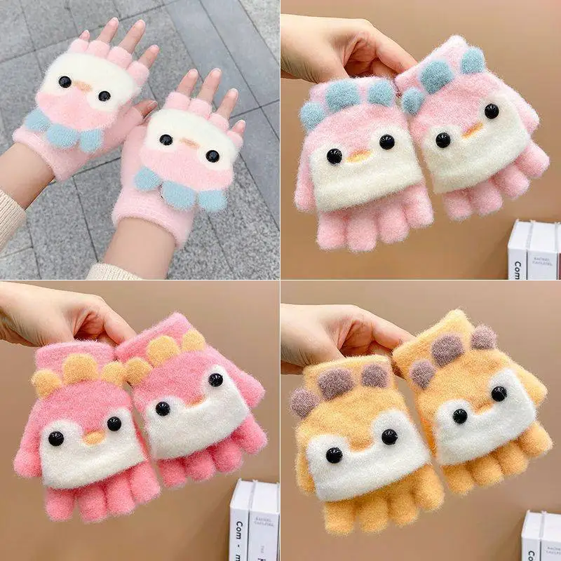 

Детские перчатки для мальчиков и девочек, осенне-зимние детские теплые перчатки с пятью пальцами, уличные милые мягкие детские ветрозащитные перчатки с героями мультфильмов, новые