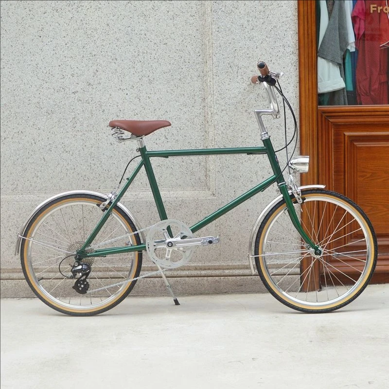 

20 Inch 8-Speed Dark Green Retro Bike Chrome-Molybdenum Steel Variable Speed City Leisure Bike