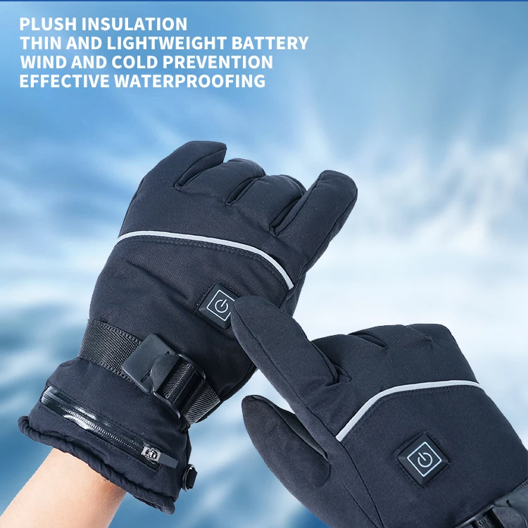 Warm Fashion Women Usb Heated Gloves Waterproof PU Leather Graphene Ski Heated Mittens for Winter