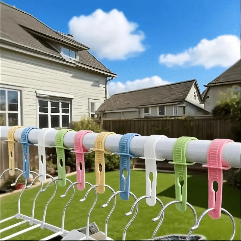 10pcs Colorful Windproof Clothes Hanger Clips - Adjustable Non-Slip Laundry Clips for Drying Clothes, Towels, Safe Drying Rack