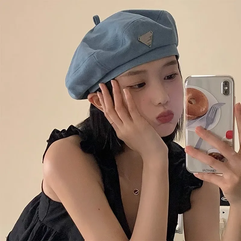 Casual Pink Love Denim Beret Hats Women Spring Summer Shows Face Versatile Retro Painter Cap Japanese Berets Newsboy Caps gorros