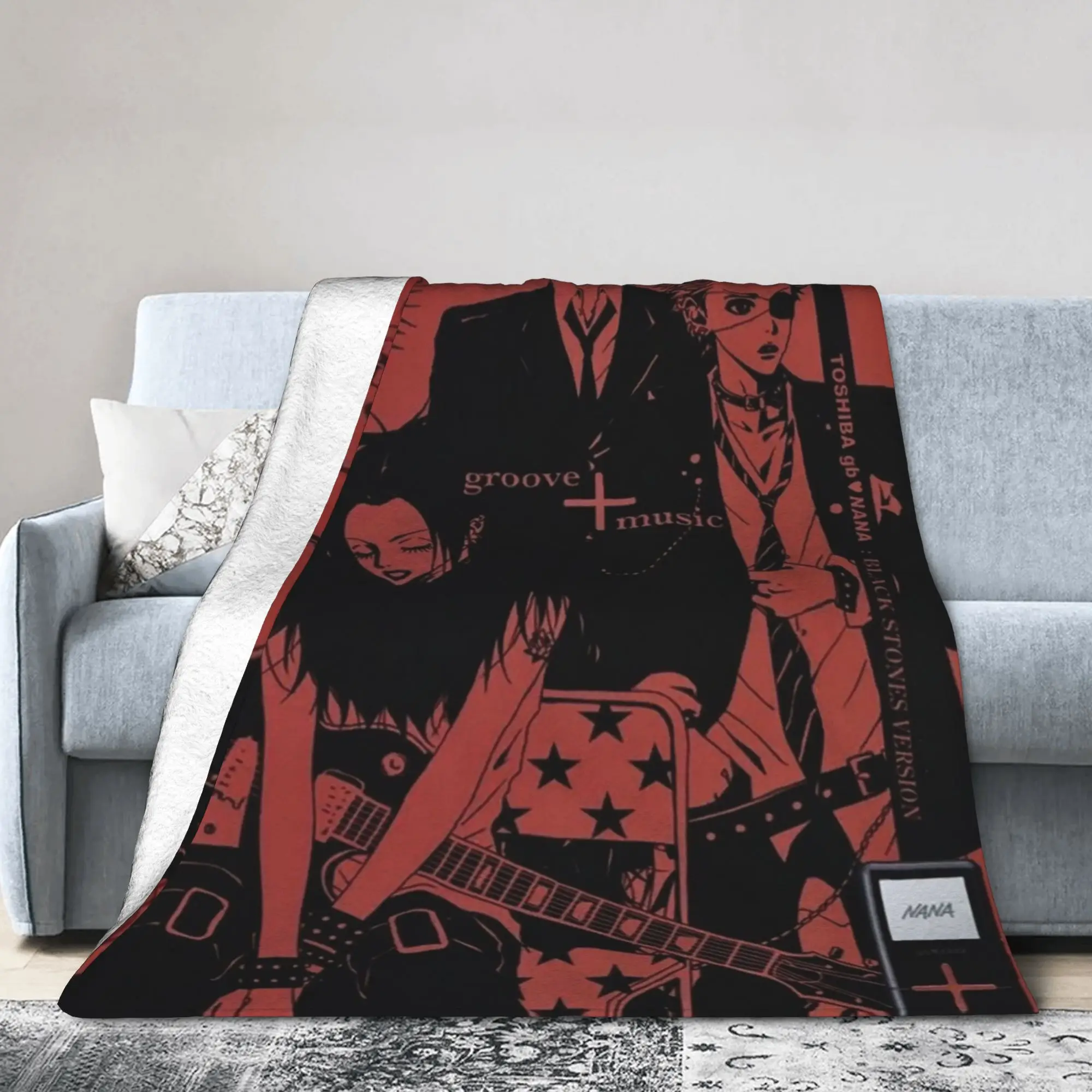 Nana Osaki The Black Stones Band Punk Anime Manga Knitted Blankets Velvet  Warm Throw Blanket for Car Sofa Couch Bedroom Quilt