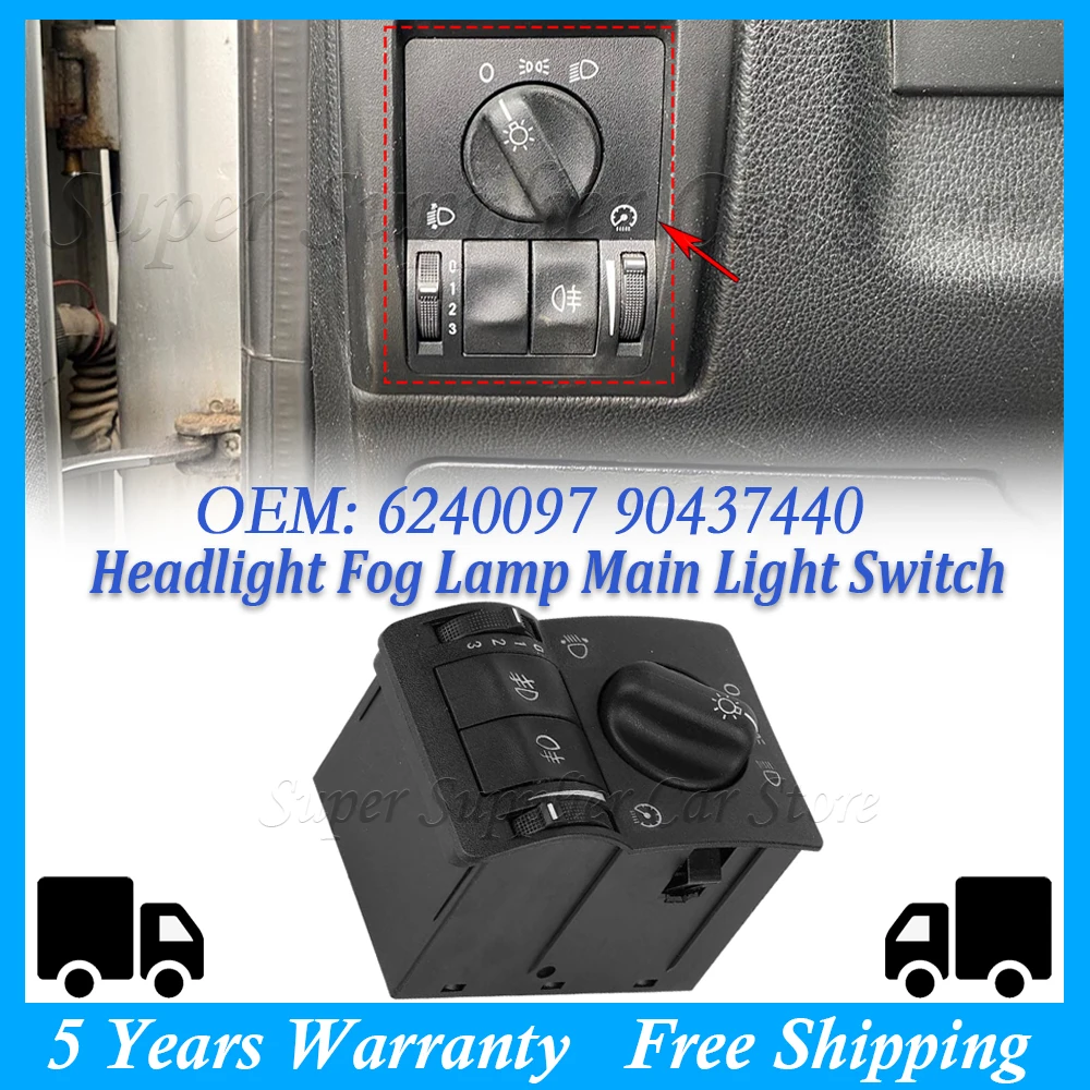 

1PC For OPEL VAUXHALL Vectra Zafira For OPEL Astra G 1999-2008 Car Headlight Fog Lamp Main Light Control Switch 6240097 90437440