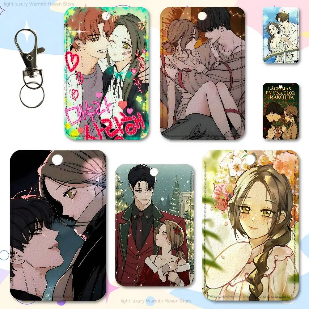 Manhwa T-Tears on a Withered Flower Holder Keychain For  Work Card Bank Business Holder Student Card Protective Case Bus Card